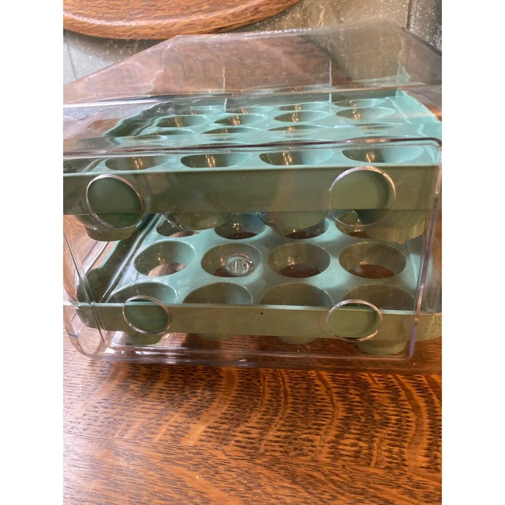 Phantom Chef 2 Tier Egg Storage Container Sage Green 32 Count Fridge Organizer
